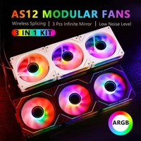 Aigo AS12 caja de Pc ventilador de 120MM Argb Ventiladores empalme inalámbrico Cpu refrigeración por agua Gabinete Gamer Cooler Kit Ventiladores Rgb Ventilador