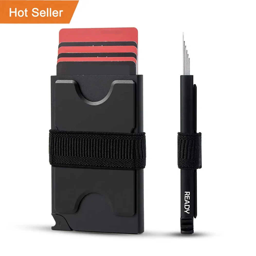 Slim Wallet for Men Titanium Aluminum Metal Card Holder RFID Blocking Pop up Feature New Listing