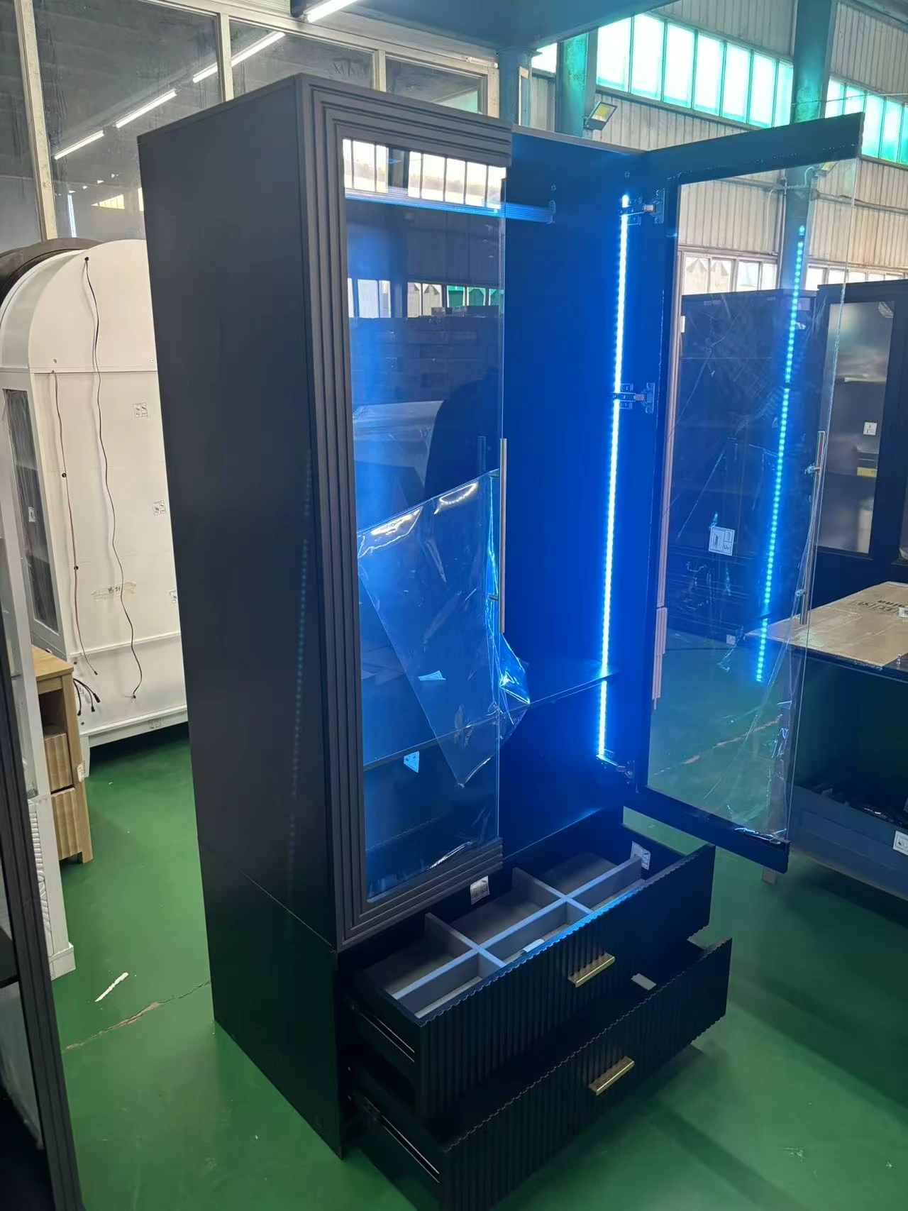 JDPAG 옷장 옷장형 수납장(문 포함), 71인치 옷걸이 봉이 있는 의류 보관 캐비닛