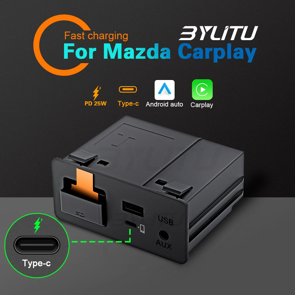 Ulepszony i zmodyfikowany układ Mazda HUB z szybkim ładowaniem 25 W Bezprzewodowy adapter samochodowy Carplay Android do Mazdy 2 3 6 Mazda CX3 5