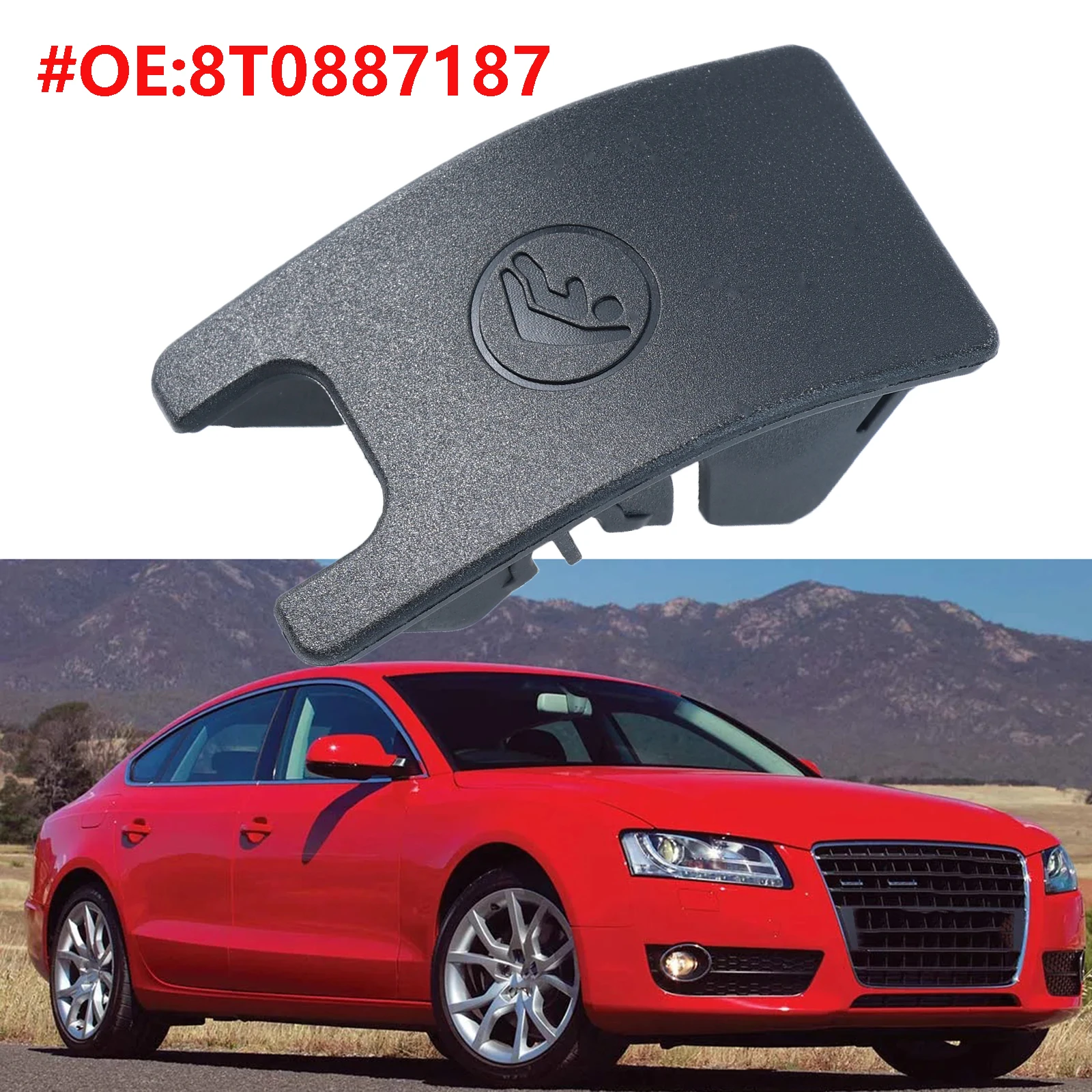 For Audi A4 B8 A5 Car Rear Child Seat Anchor Slot Trim Cover Button Black Isofix 8T0887187 2008-2016 2009 2010 2011 2012 2013