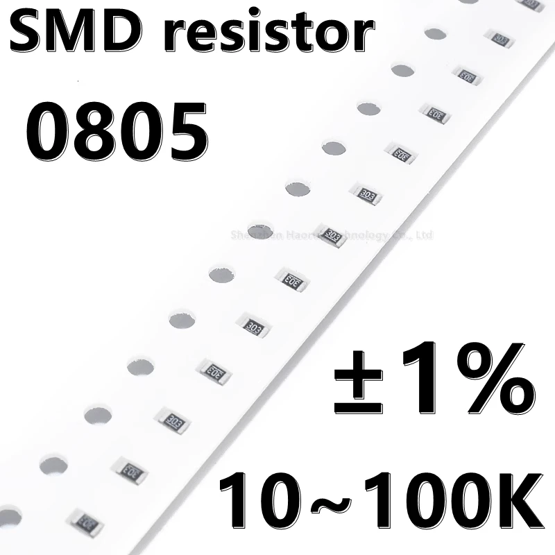 (100pcs) 0805 1% SMD resistor 10 11K 12 13 16 15K 18 20 22 24 27K 30K 36K 39K 43K 47 K 51K 56K 62K 68K 75K 82K 91K 100K