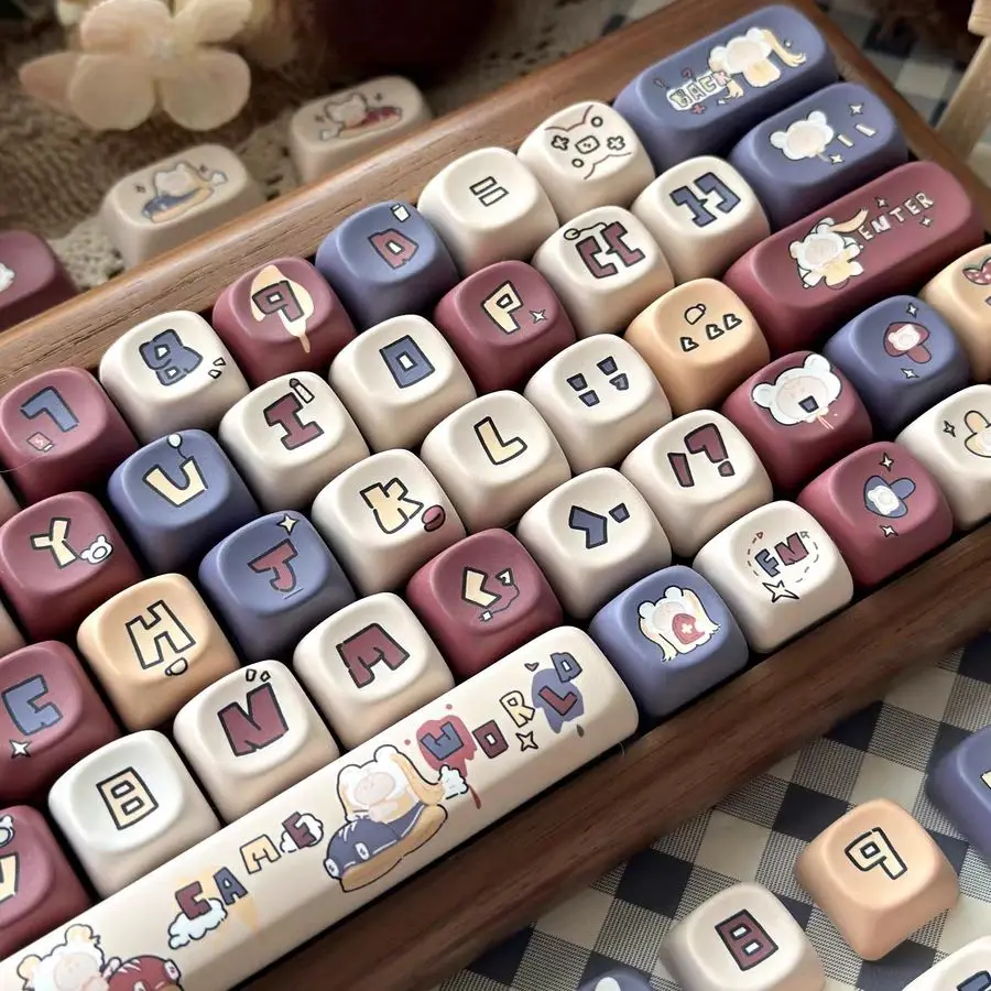 Imagem -02 - Cute Game World Keycaps Teclado Mecânico Moa Altamente Anime Key Caps Todos os Cinco Lados Aquecido e Letra Grande