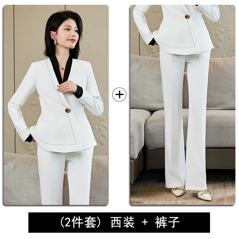 Autumn and Winter New Slim-Fit Korean Style Long-Sleeved Suit Women's Suit Women's Business Wear Hotel Front Desk Jewelry Shop T