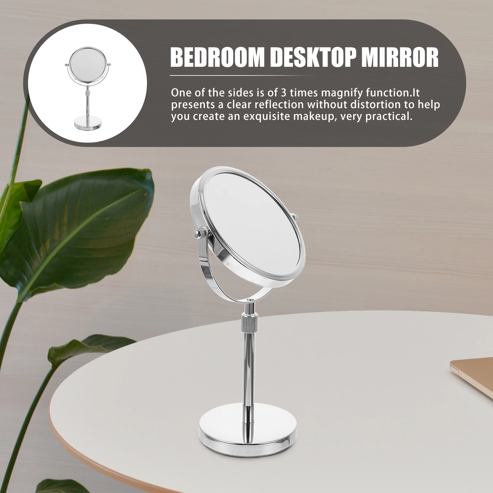 Espejo de maquillaje estirable, tocador de escritorio giratorio de Metal redondo, reflexión clara, decoración cosmética, dormitorio, uso doméstico