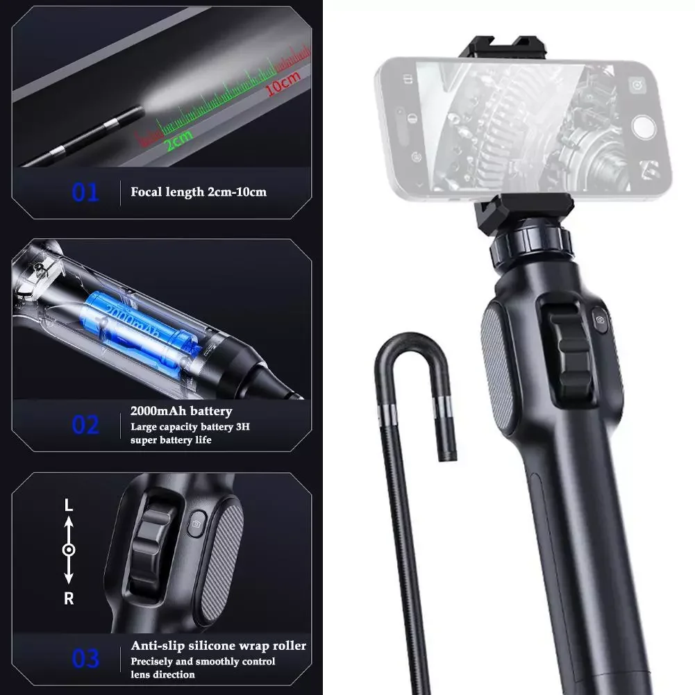 Industrial Sewer Piping Rotary Video Endoscope Camera With Articulation 360 For Android Type C Iphone IOS 1m 1080p Cars Rotary