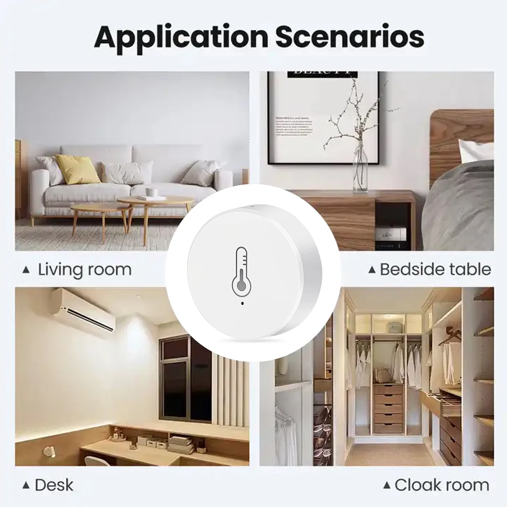 EWelink ZigBee Temperature Humidity Sensor Battery Powered Ewelink APP Control Home Environment Monitor works with Alexa/Google