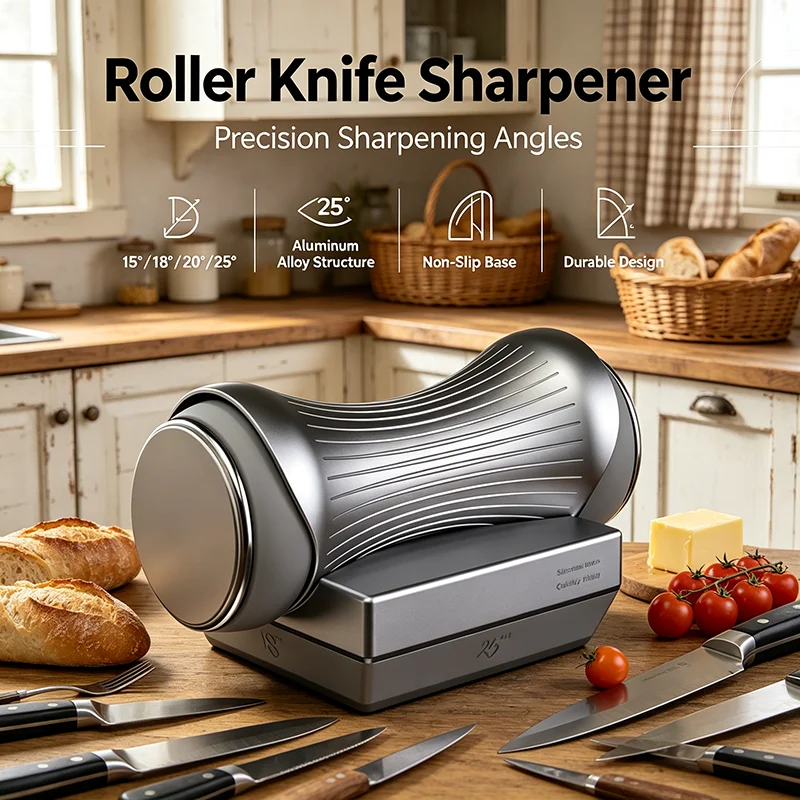 Rolling Knife Sharpener Fixed Angle Knife Sharpening System Kit Tumbler Diamond Grinding Stone Sharpening Tool for Outdoor Use