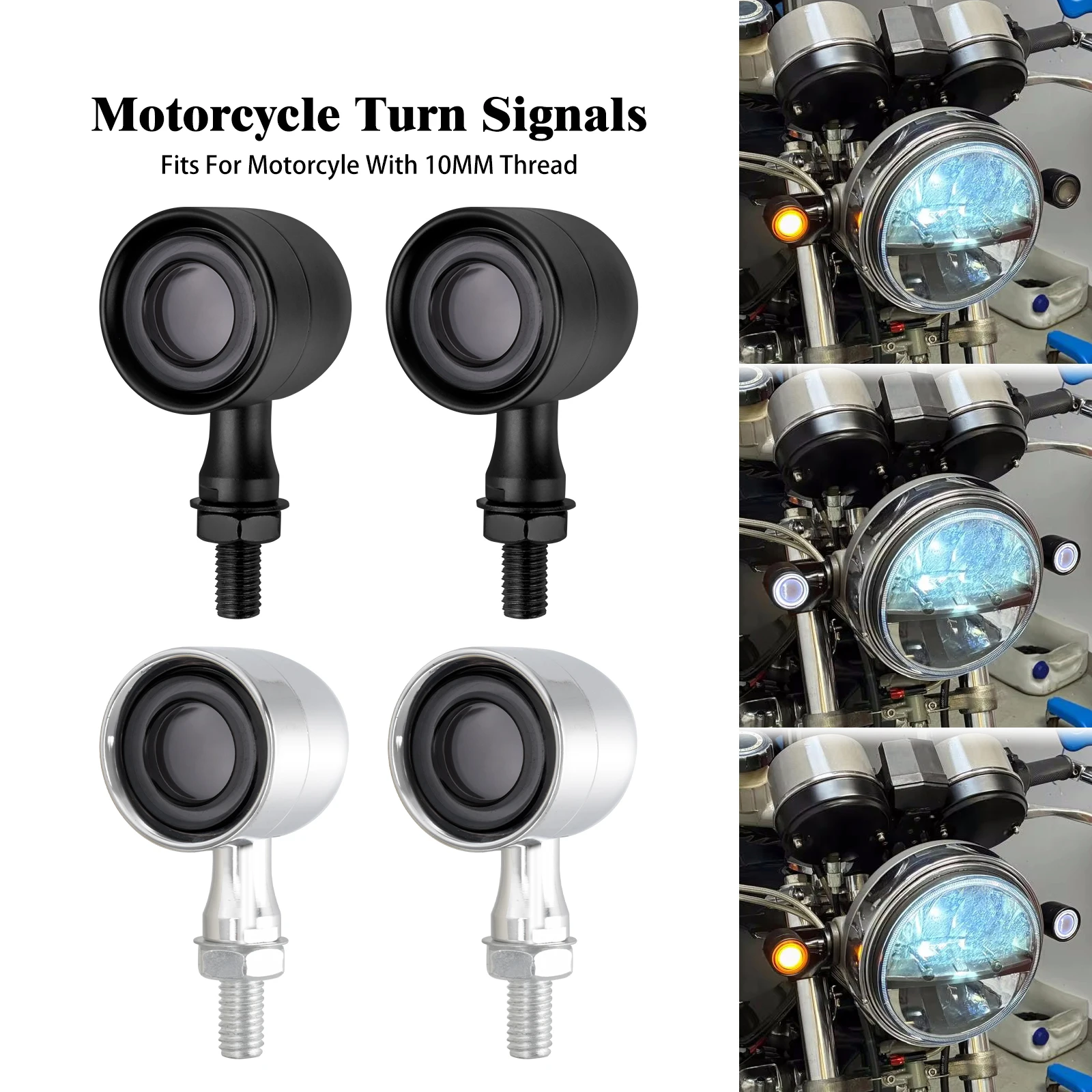 

Motorcycle Mini LED Light Turn Signal Running Lamp Universal For Harley Chopper Bobber For Honda For Kawasaki Bullet Indicator