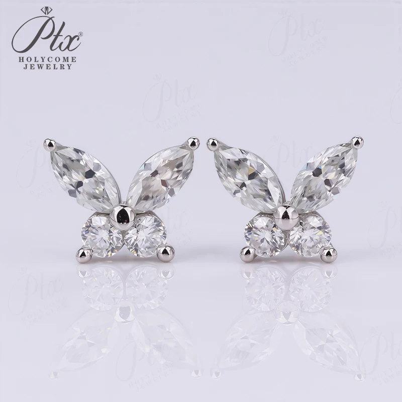 

Муассанит D, цвет VVS1, стерлинговое серебро 925 пробы, блестящие серьги-бабочки для женщин, простые модные темпераментные легкие роскошные ювелирные изделия