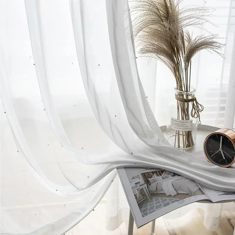 

Custom Size White Tulle Curtain for Living Room Bedroom Bay Window Balcony Pure White Yarn Custom Sheer Minimalist Modern