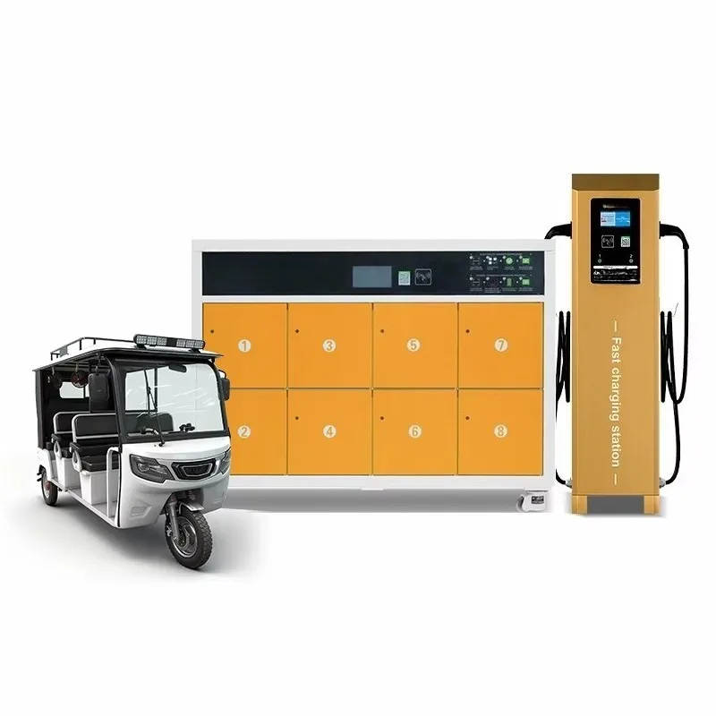 Customize Middle East High-Temp Horizontal 8-Cabin Lithium Battery Swap Cabinet Enhanced Cooling Stainless Steel Construction