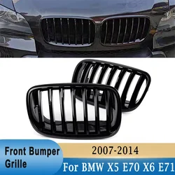 Car Front Bumper Grille Gloss Black Left Right Kidney Racing Grill for BMW X5 E70 X6 E71 2007-2014 #51137307599 51137307600