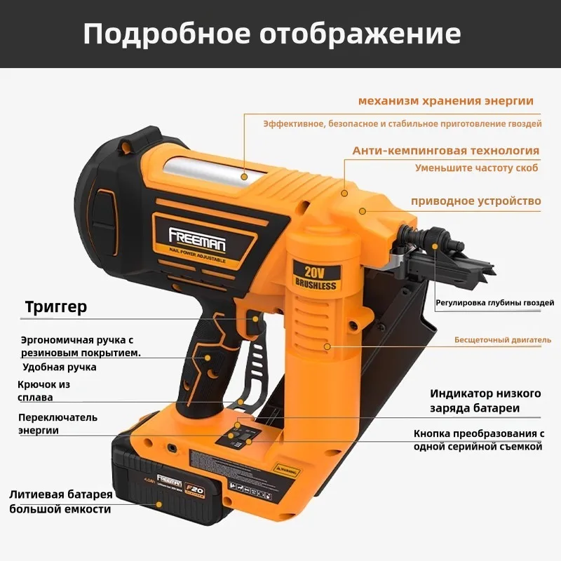 Freeman LD3490 34 graus 3 1/2 polegadas 20V Prego de estrutura sem fio