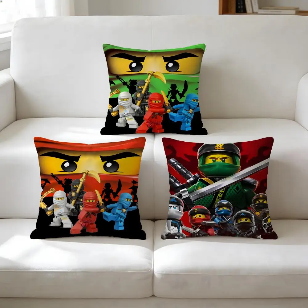 Cool Cartoon-N-Ninjago Cushion Cover Breathable Short Plush Pillow Case Wrinkle-Resistant Machine-Washable For Easy Care