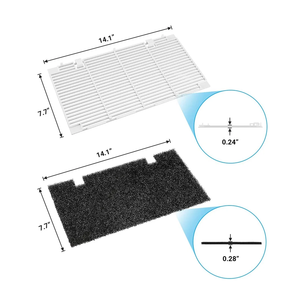 A/C Conditioner Grille Duo-Package Ducted Air Filter Cover for Dometic 3104928.019, RV Camper Replacement Parts