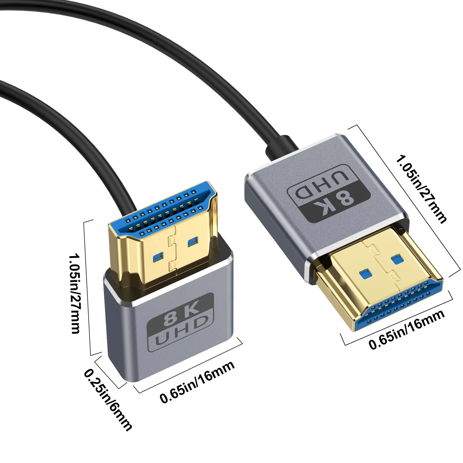 Kabel koncentryczny HDMI 8K HDMI 2.1, bardzo szybki 48 Gb/s, ultracienki przewód HDMI Φ2,5 mm, 8K@60Hz, 4K@240Hz, dynamiczny HDR, eARC