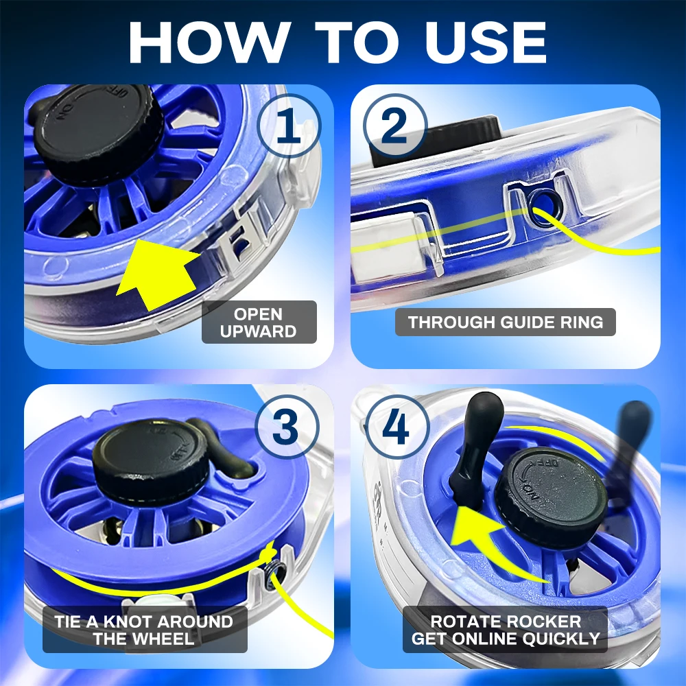 ZUKIBO Blue Fishing Leader Line Case Multi Spool Kit Gen2 Carbon Line Organizer with Sticker Auto Lock Built in Cutter Outdoor