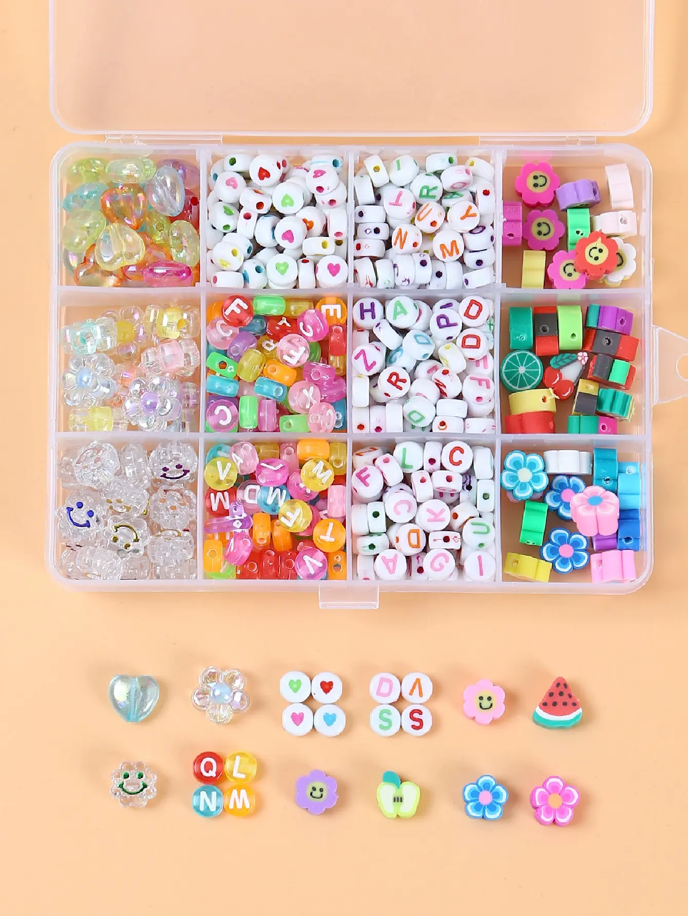 1 set star flower letter heart smile face beads for jewelry making kit