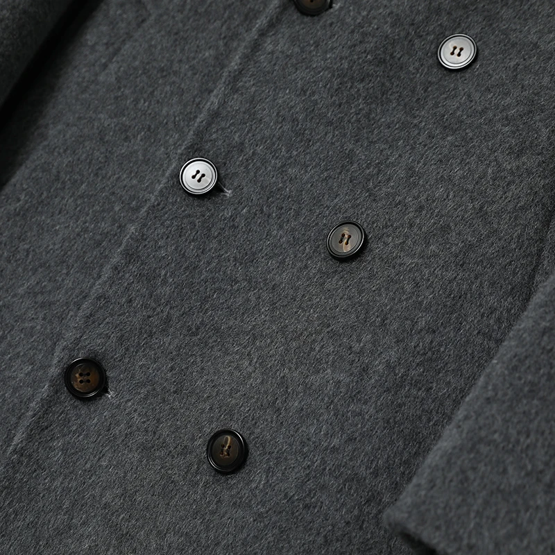 Men\'s Long Double Breasted Korean Style Suit Loose Reversible Woolen Trench Coat 100% Pure Wool for Autumn And Winter
