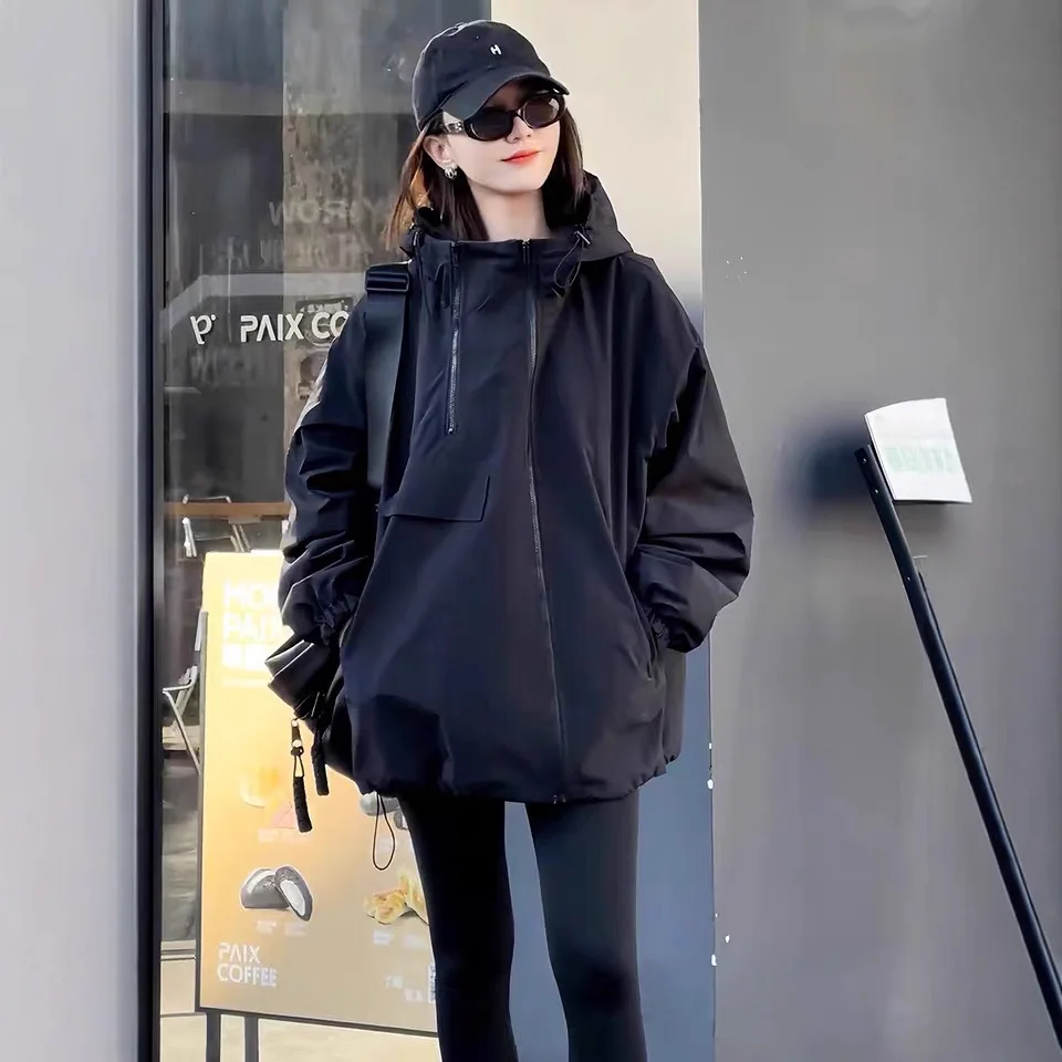 

Hooded Jacket for Women 2025 Early Autumn New Models This Year Black Jacket for Women Padded Cotton Autumn