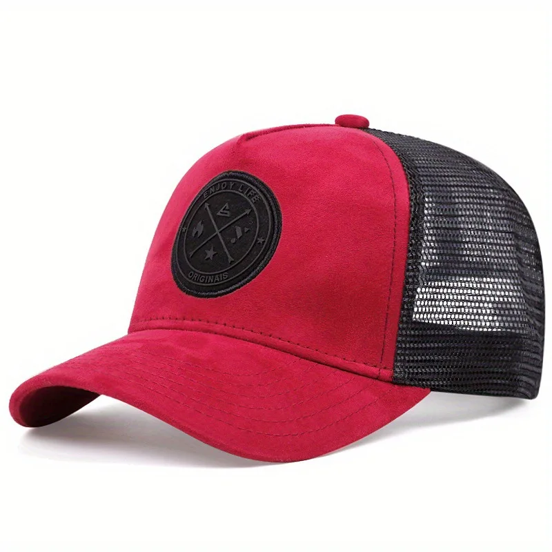 Summer round label baseball cap men's mesh versatile sun shading