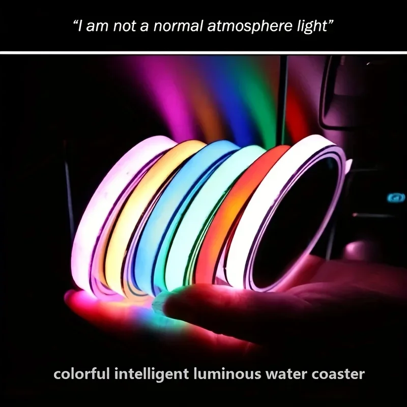 Car LED luminous coaster car interior cup holder USB charging pad waterproof coaster car atmosphere light car accessories