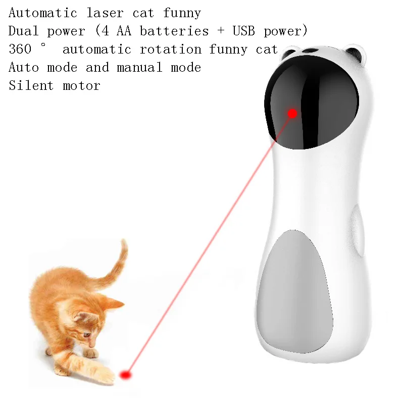 Cat Laser Toy Automatic,Interactive Toy for Kitten/Dogs - USB Charging,Placing High,5 Random Pattern,Automatic On/Off and Silent