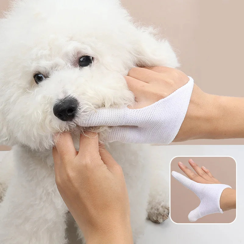 Pet Oral Care Two-Finger Brushing Finger Cots Tartar Removal Dog Cat Toothbrush Cochlear Clean Finger Cover Pet Care Supplies