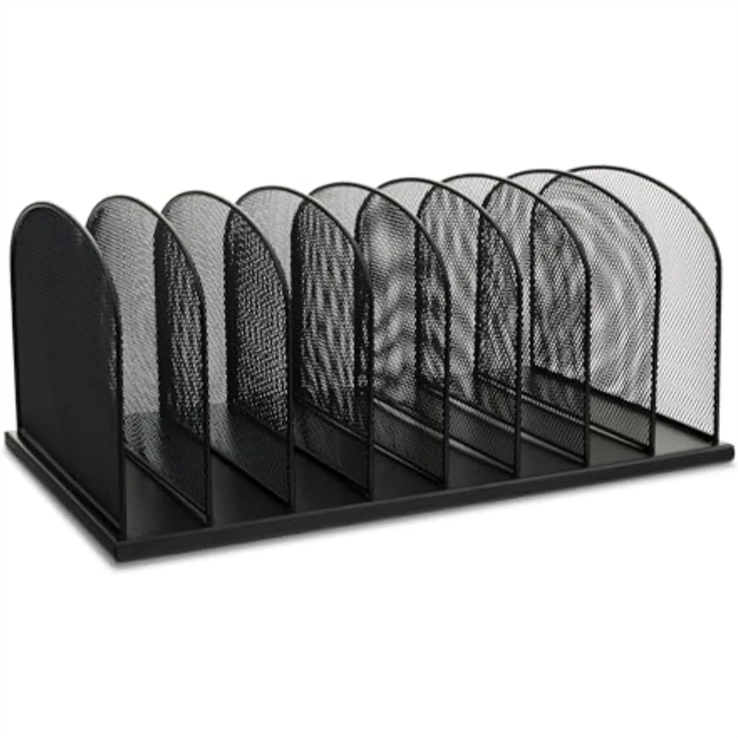 

Desk Organizer, 8 Vertical Compartments for Paper and Mail, Steel Mesh Black Office Sorter