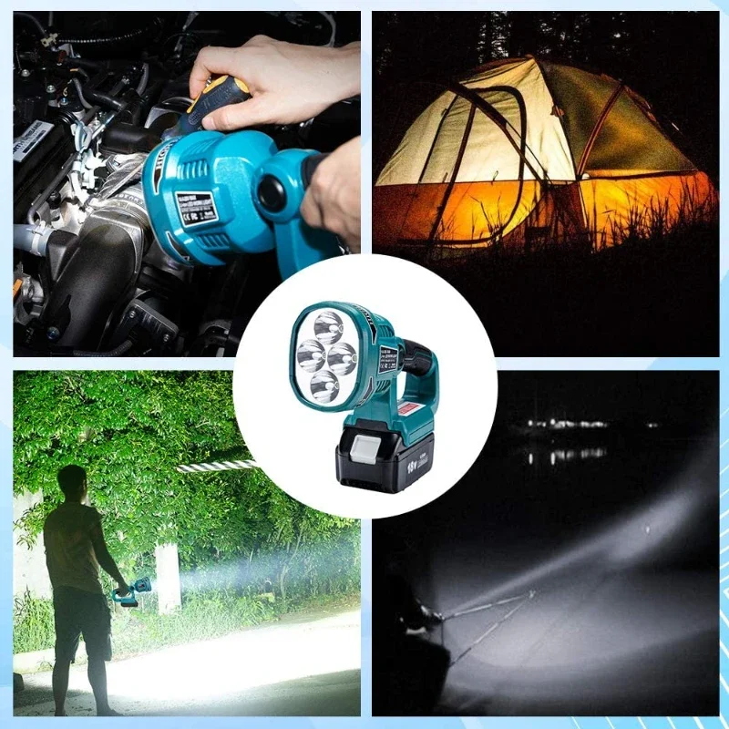 ZWINCKY 3W/12W Replace for Makita 18V Lithium-Ion Cordless LED Flashlight Flashlight Only USB outdoor portable light Outdoor