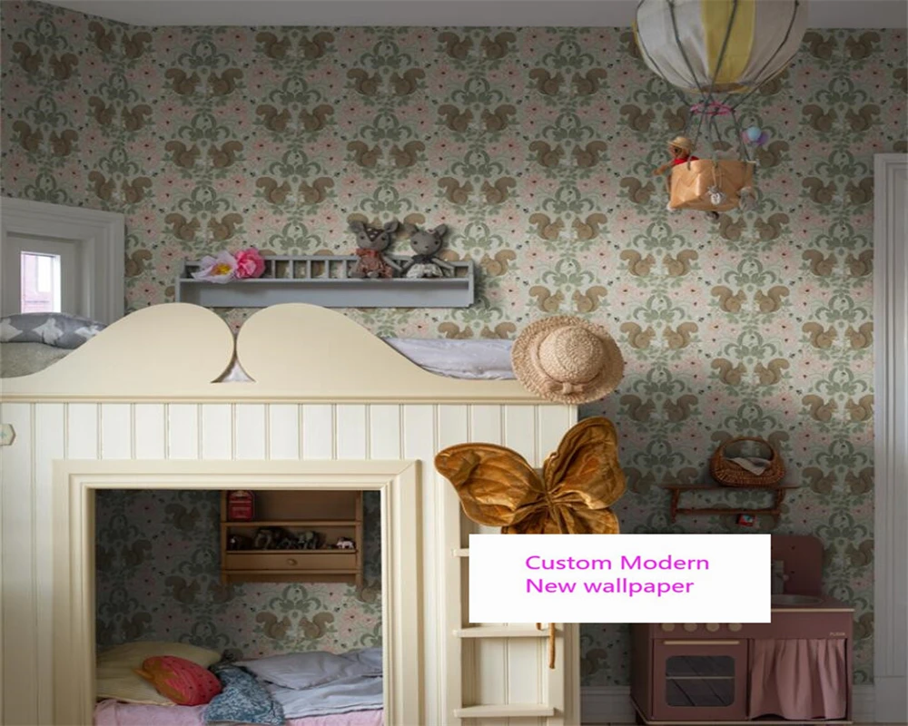 beibehang papel de parede Customized modern new bedroom living room squirrel animal children's room bedroom background wallpaper