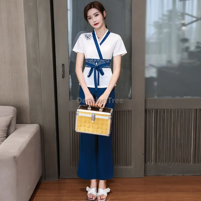 2025 ช่างเสริมสวยเสื้อผ้าทํางานผู้หญิงอินเทรนด์สุขภาพPreservation Clubสปาชุดแช่เท้าและเท้าTherapyช่างเสื้อผ้า