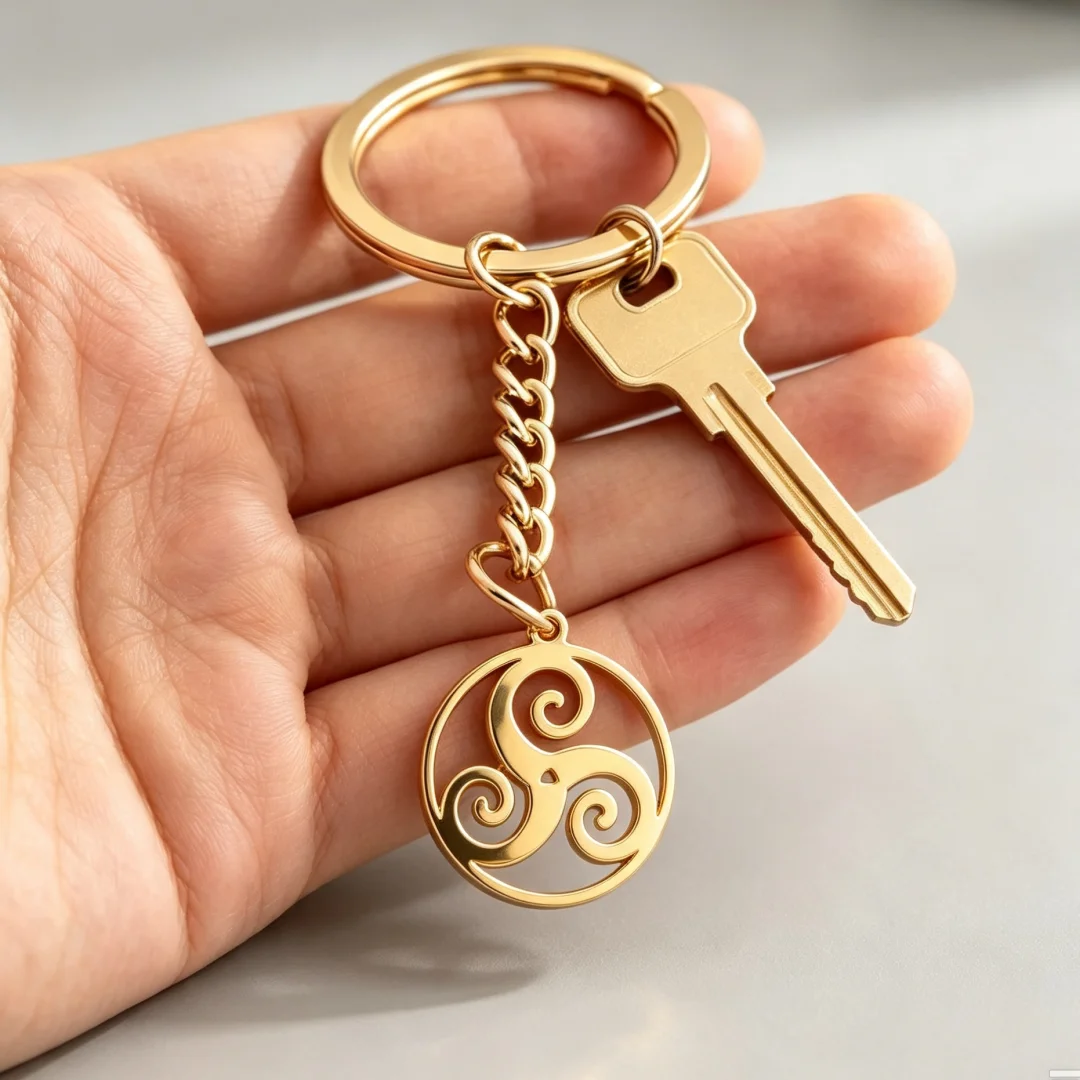 Stainless Steel Triskelion Espiral Keychain Aço Inoxidável Celtic Knot Key Ring Vintage Amuleto Irish Jewelry Gift
