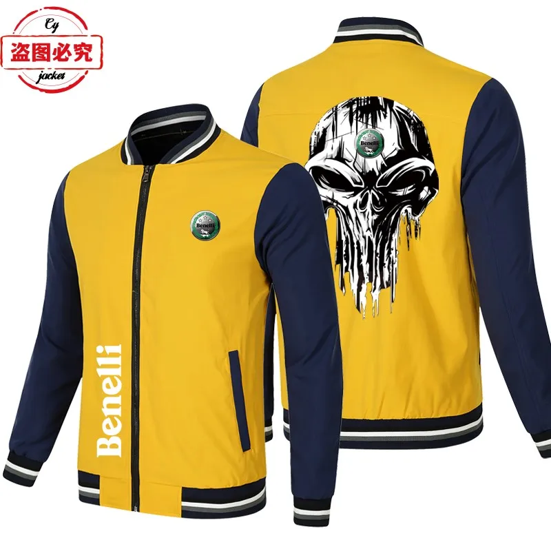 Benali motorcycle logo jacket loose long-sleeved men's color matching top baseball jacket Benali car jersey