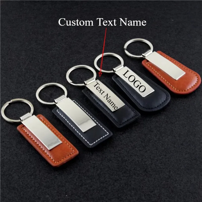 

Custom Name LOGO Metal Leather Keychain Moto Car Keyring Motorcycle Pendant Key Chain Ring Gift