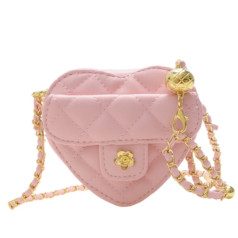 Mini bolsos cruzados en forma de corazón de lujo para mujeres y niñas, monedero de princesa, cambio de moneda, cadena, bolso cruzado de hombro de tendencia