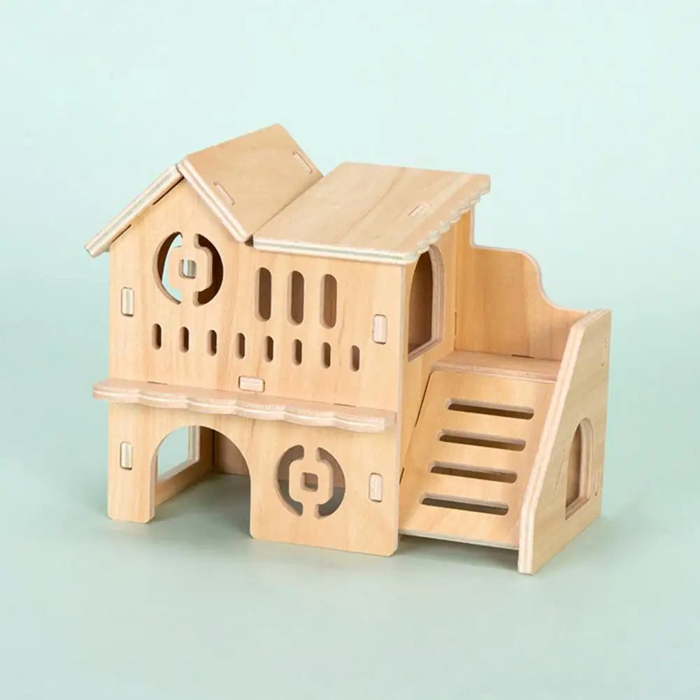 Useful Hamster Toy Bite Resistant Hide And Avoid Solid Wood Hamster House Small Animal Habitat