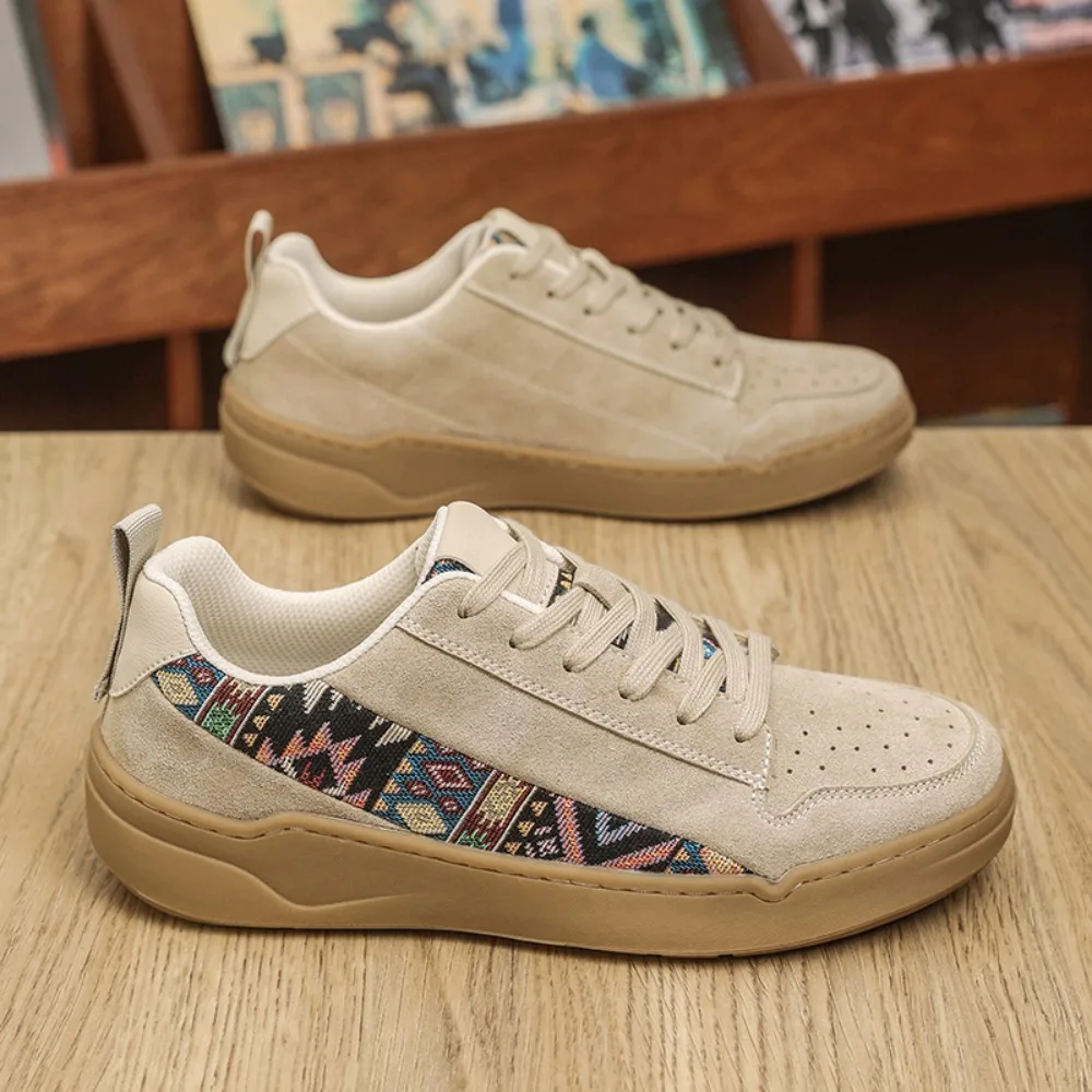 High Quality Vulcanized Shoes for Men Men Sneakers Retro Pattern Trendy Running Shoes Outdoor Casual Walking Shoes for Men Train