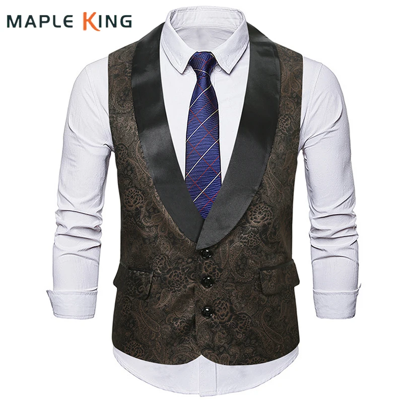 

Chaleco Vintage Hombre Waist Coat Men Suit Vest Steampunk Paisley Floral Print Gilet Costume Homme De Luxe Mens Party Dress Vest