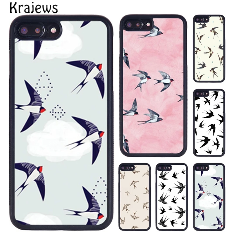 Krajews Swallow Collage Pattern Phone Case For iPhone 16 15 14 X XR XS 11 12 mini 13 Pro MAX Plus cover shell coque