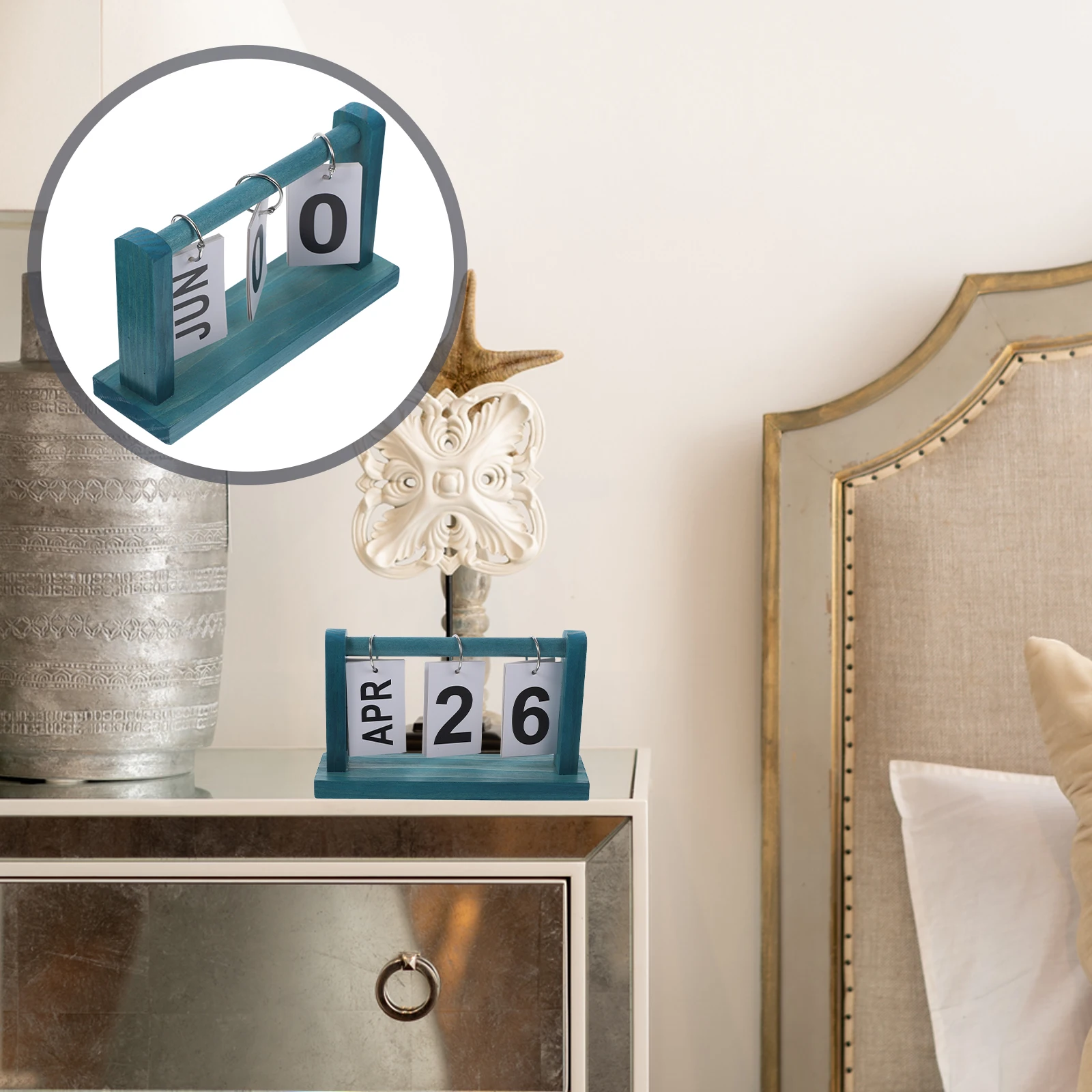 

Retro Calendar Ornaments Flip for Desk Rustic Decor Perpetual Country Cute Standing Office Desktop Living Room Decoration
