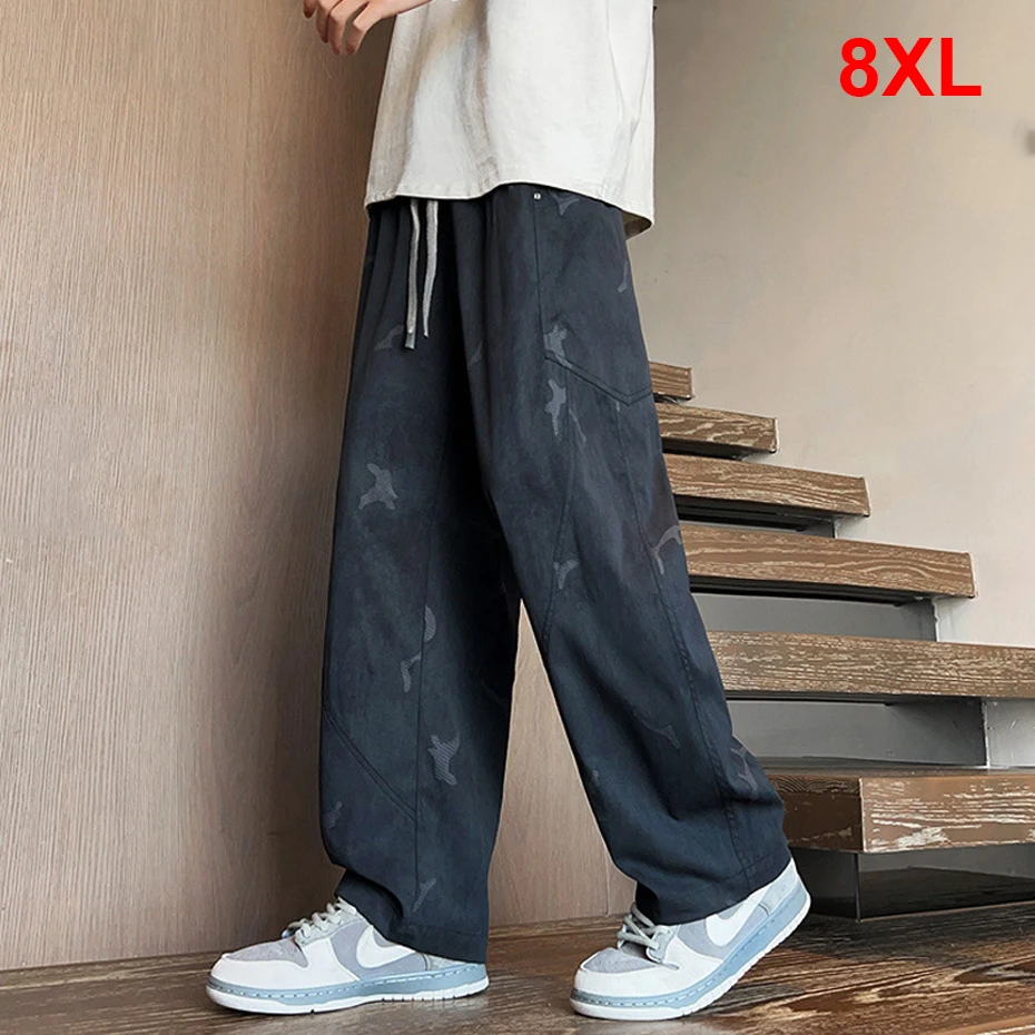 

Vintage Camouflage Cargo Pants Men Plus Size 8XL Straight Pants Fashion Casual Loose Trousers Male Big Size 8XL