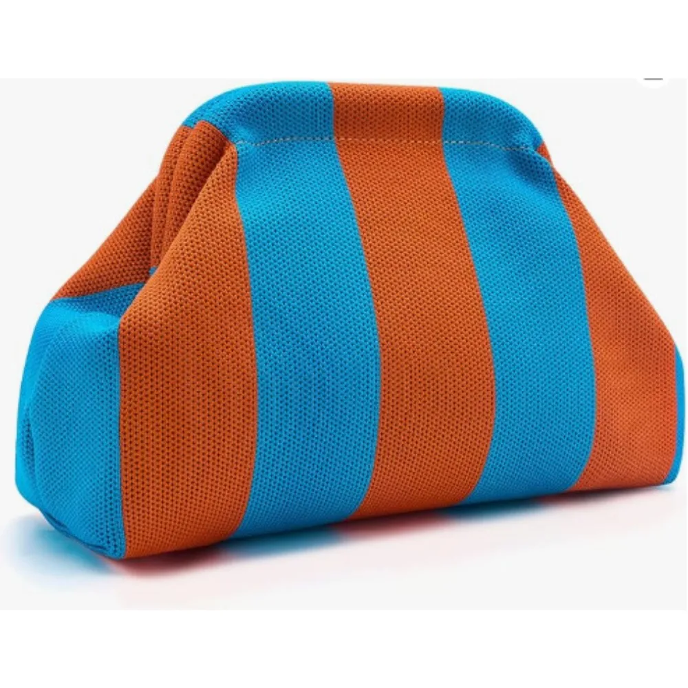 Europäische und amerikanische trendige, heiß begehrte Damen-Kosmetiktasche mit Streifenmuster, Stricktasche, Mädchen-Strandtasche im Wolken-Design – Detail 7