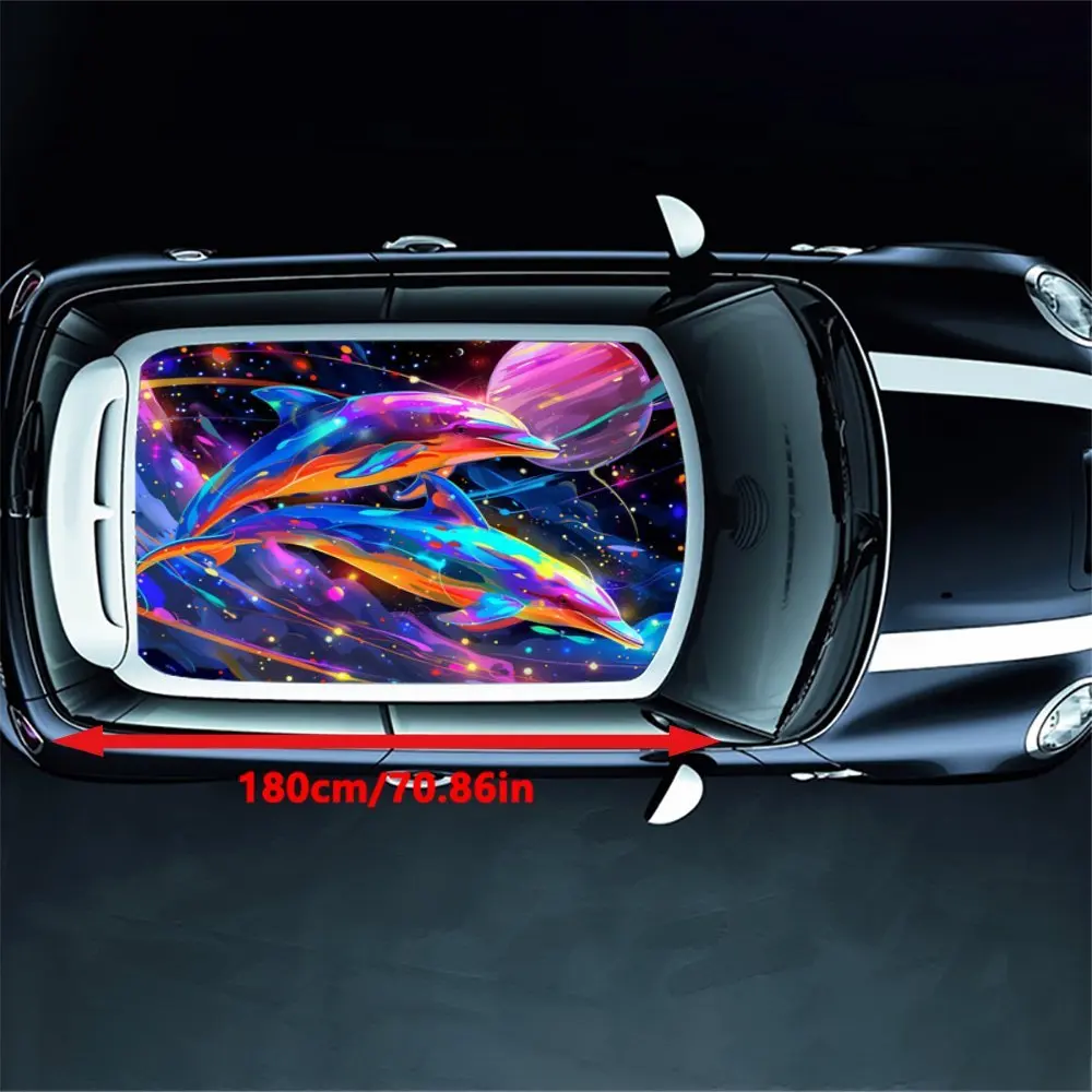 Dolphin Journey graphic car vinyl wraps, vinyl car roof graphics, marine theme vinyl graphics car decals