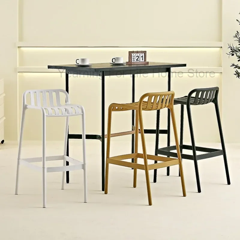 

Nordic Modern Minimalist Bar Chairs Plastic High Footed Stools Front Desk Light Luxury Living Room Bar Chairs Furniture