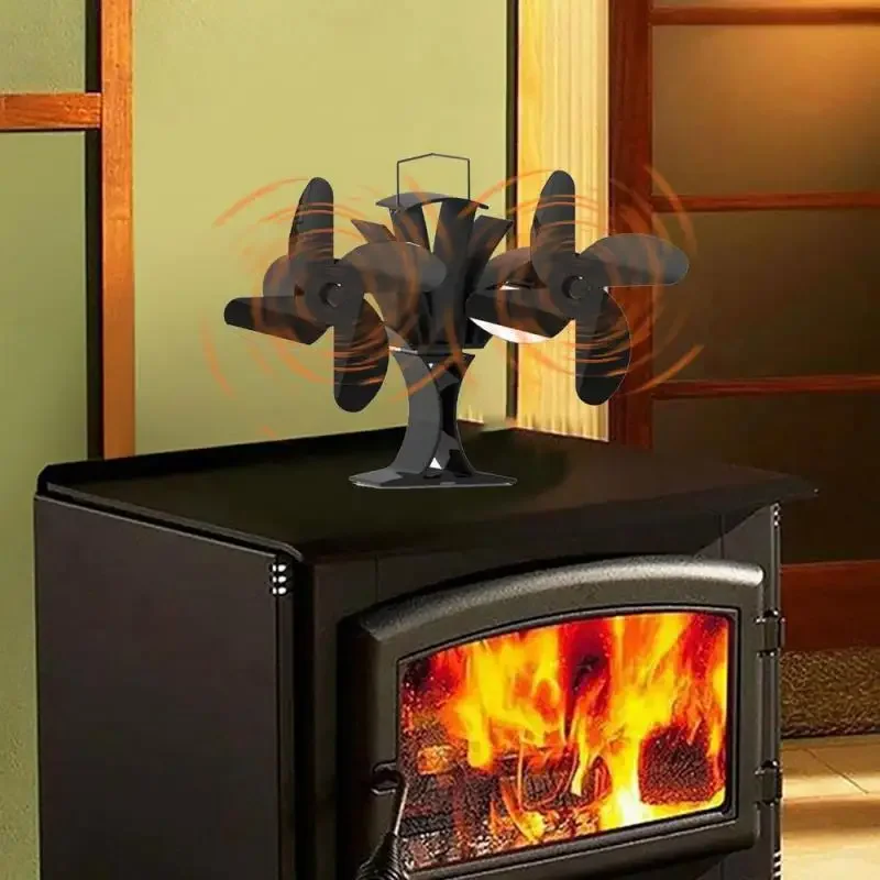 Household Efficient Heat Distribution Heater Fan Log Wood Burner Stove Fan Fireplace Fan Home Accessories Creative Mini