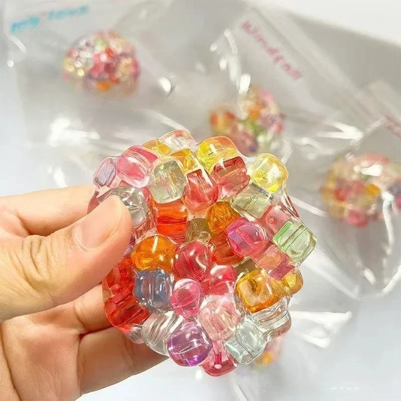Colorful Fidget Squeezing Stress Relief Ball Squishy Balls Ice Beads Super Soft Sensory Fidget for Adults & Kids Improving Focus
