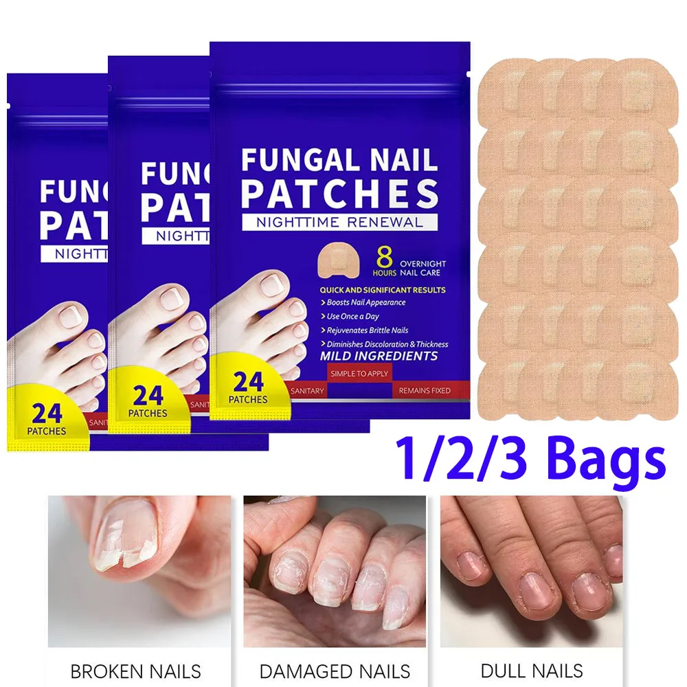1/2/3袋 爪真菌パッチ、爪真菌治療用エクストラストレングス – 夜間の爪ケアで損傷した変色した爪を修復