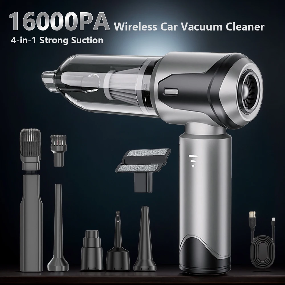 

16000Pa 4 in1 Wireless Handheld Car Vacuum Cleaner Mini Portable Vacuum Cleaner For Home Appliance 100W Vacuum and Blowing Dust